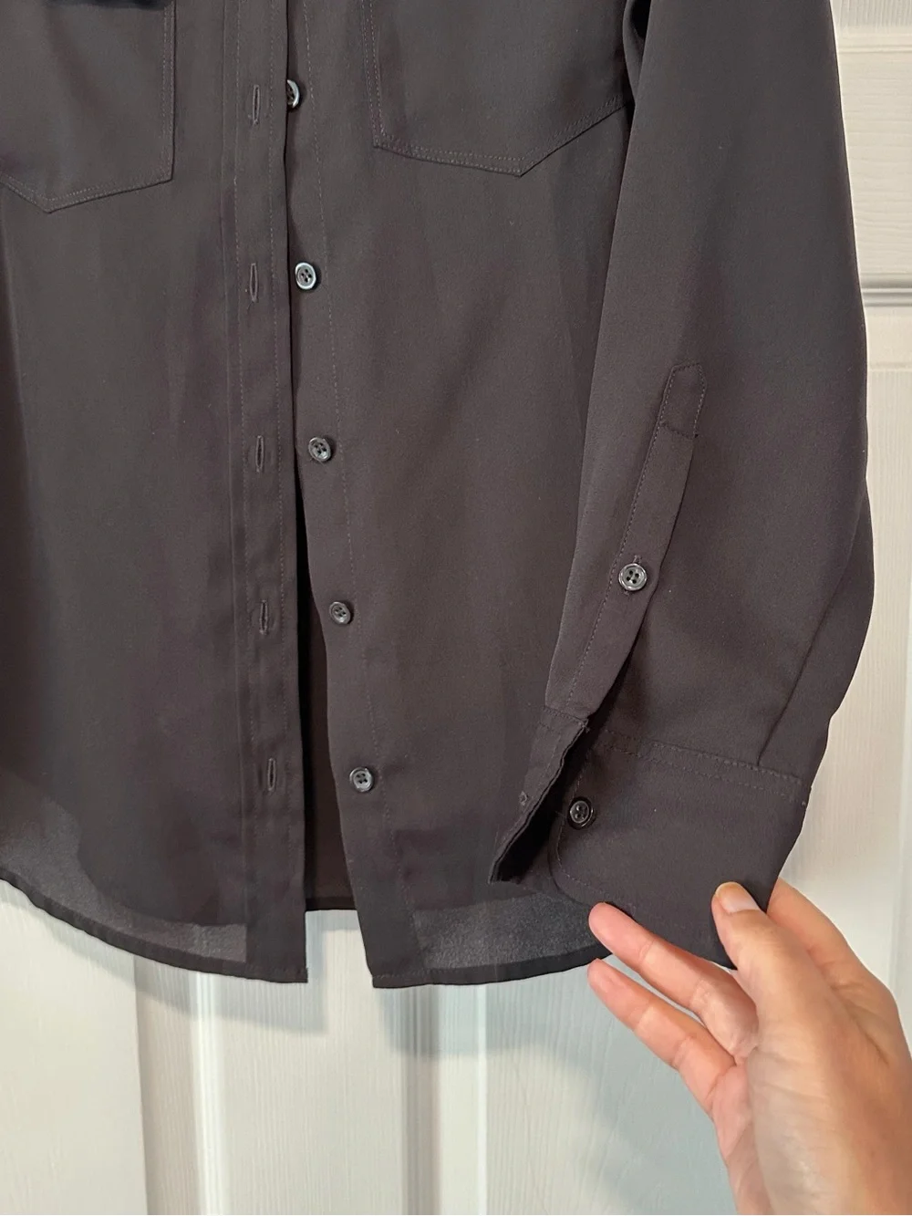 J. Crew Black Lightweight Poly Button-Up Blouse #J01